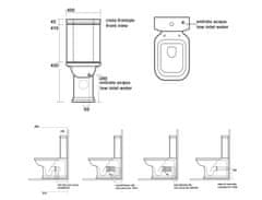 SAPHO WALDORF WC kombi, spodný/zadný odpad, biela-chróm WCSET04-WALDORF - Sapho