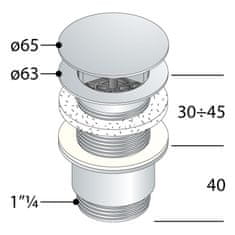 SAPHO Neuzatvárateľná okrúhla výpusť pre umývadlá bez prepadu, V 30-45mm, chróm 147.555.5 - Omp Tea