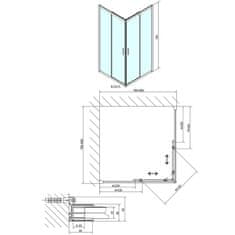 SAPHO EASY LINE štvorcová sprchová zástena 800x800mm, číre sklo EL5215 - Sapho