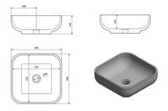 SAPHO PRATA keramické umývadlo 39,5x14,5x39,5 cm, na dosku AR423 - Sapho