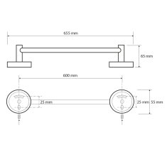 SAPHO X-ROUND E držiak na uteráky 650mm, chróm (104104042) XR410 - Sapho