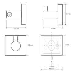 SAPHO X-SQUARE háčik, chróm (132106022) XQ203 - Sapho