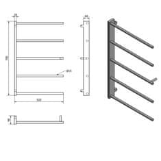 SAPHO SLICE sušiak osušky, 520x790mm, čierna mat SN883 - Sapho