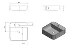 SAPHO MOLVENO keramické umývadlo 39,5x14x39,5 cm, na dosku AR453 - Sapho