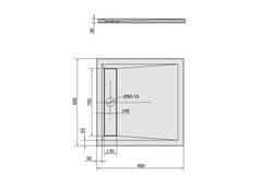 POLYSAN ARENA sprchová vanička z liateho mramoru so záklopom, štvorec 90x90x4cm, biela 71601 - Polysan