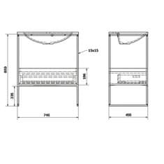 SAPHO SKA konzola pod umývadlo so zásuvkou 750x850x460mm, čierna mat/biela lesk SKA602 - Sapho