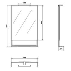 SAPHO ERUPTA zrkadlo s poličkou a LED osvetlením 60x95x12cm, čierna mat ERU310 - Sapho