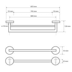 SAPHO X-ROUND E dvojitý držiak na uteráky 855mm, chróm XR425 - Sapho