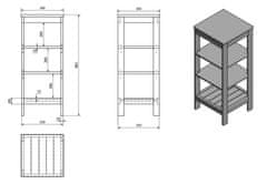 AQUALINE ETIDE policový regál 36x86x36 cm, biela mat ET086 - Aqualine
