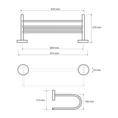 SAPHO X-ROUND E polička na uteráky U typ, 650mm, chróm (104205172) XR418 - Sapho