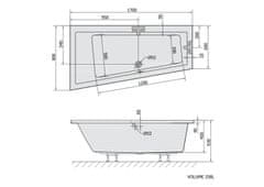 POLYSAN ANDRA L asymetrická vaňa 170x90x45cm, biela 81111 - Polysan