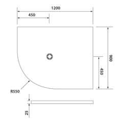 SAPHO FLEXIA vanička z liateho mramoru štvrťkruh, s možnosťou úpravy rozmeru, 120x90x3cm, R550, pravá - Sapho