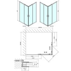 SAPHO EASY LINE obdĺžniková sprchová zástena 900x800mm, číre sklo EL5315 - Sapho