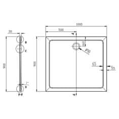 AQUALINE TECMI sprchová vanička z liateho mramoru, 100x90x3 cm PQ10090 - Aqualine