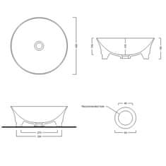 SAPHO IDEA keramické umývadlo priemer 42 cm, na dosku, bez prepadu WH103 - Sapho