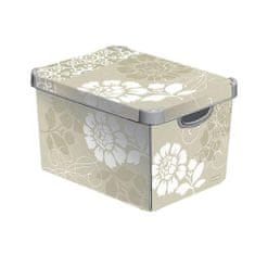 STREFA Plastový úložný box ROMANCE 39,5x29,5x25 cm (D) s vekom