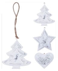 M.A.T Group Závesná dekorácia TREE/STAR/HEART 15cm list WHITE mix