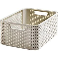 CURVER Box úložný RATTAN 39x29x17cm (M), STYLE2, plastový, KRÉM