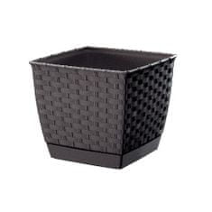 Prosperplast kvetináč RATOLLA SQUARE 19x19x15,9cm HN tm. (440U) s miskou