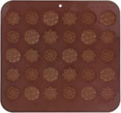 STREFA Forma na čokoládu na čokoládové kvety 30ks 21x20,5x1,5cm silikónová ČIERNA