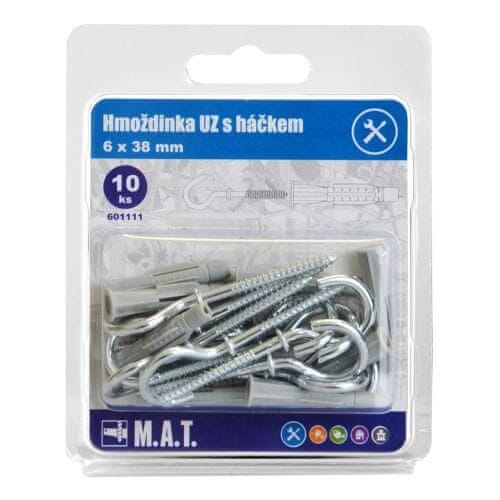 Hmoždinka UZ 6x38mm s háčikom ZB (10ks)