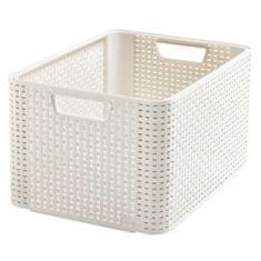 STREFA Plastový kôš RATTAN krémový 43,6x33x23cm (D)