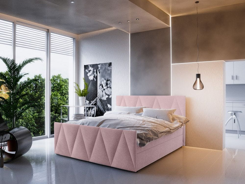 Veneti Boxspringová manželská posteľ VASILISA COMFORT 3 - 160x200, ružová
