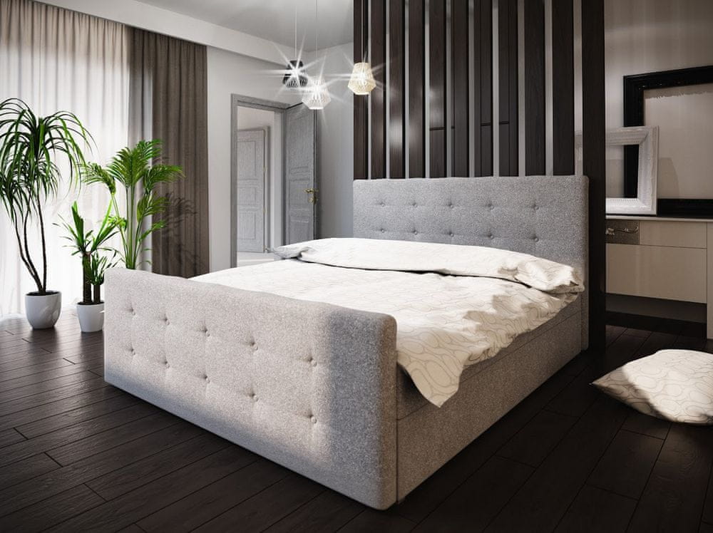 Veneti Boxspringová manželská posteľ VASILISA COMFORT 1 - 160x200, šedá