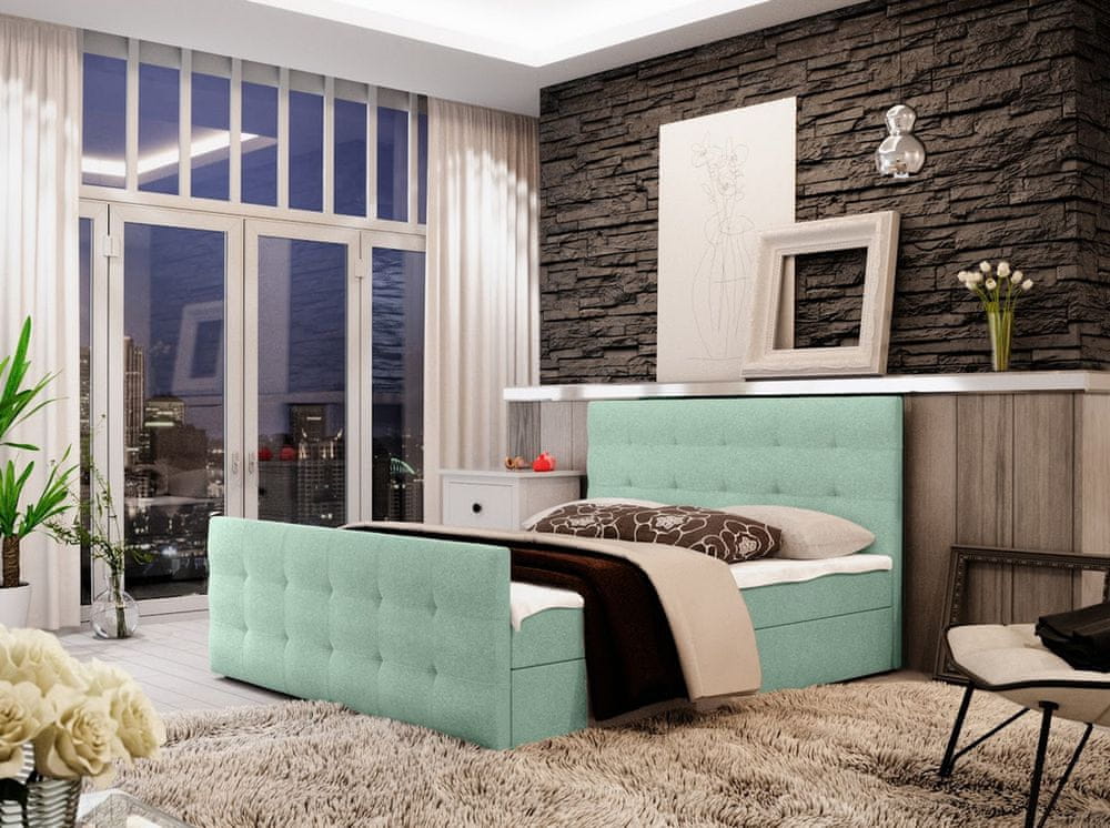 Veneti Boxspringová jednolôžková posteľ VASILISA COMFORT 2 - 120x200, svetlo zelená