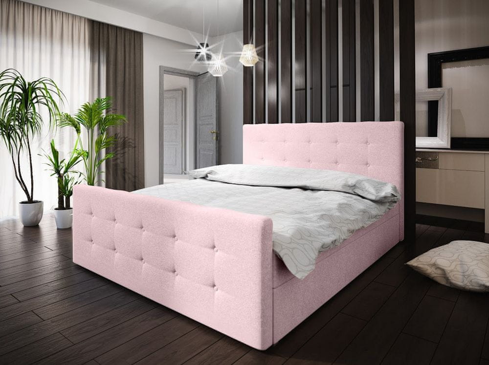 Veneti Boxspringová manželská posteľ VASILISA 1 - 200x200, ružová