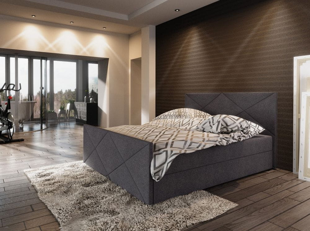 Veneti Boxspringová manželská posteľ VASILISA 4 - 180x200, tmavo šedá