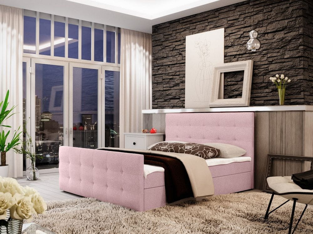 Veneti Boxspringová manželská posteľ VASILISA COMFORT 2 - 200x200, ružová