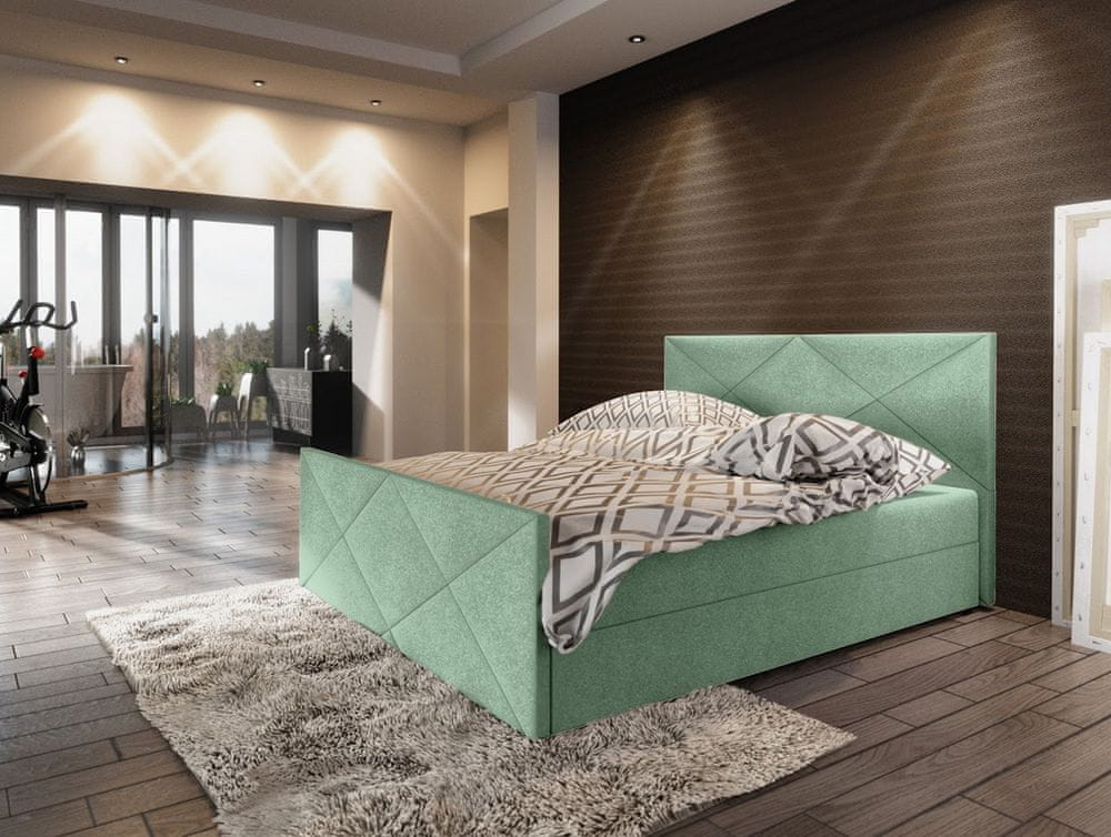 Veneti Boxspringová manželská posteľ VASILISA 4 - 180x200, svetlo zelená