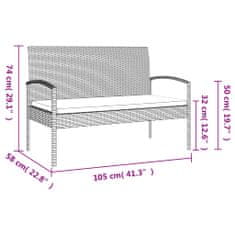 Vidaxl Záhradná lavička s vankúšmi hnedá 105 cm polyratan