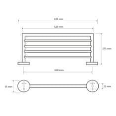 SAPHO X-ROUND polička na uteráky 650mm, chróm (104205082) XR413 - Sapho