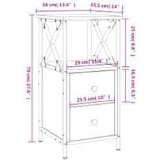 Petromila vidaXL Nočné stolíky 2 ks, čierne 34x35,5x70 cm, kompozitné drevo