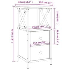 Petromila vidaXL Nočné stolíky 2 ks, tmavý dub 34x35,5x70 cm, kompozitné drevo