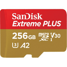 SanDisk Extreme PLUS microSDXC 256 GB + SD Adapter 200 MB/s and 140 MB/s A2 C10 V30 UHS-I U3