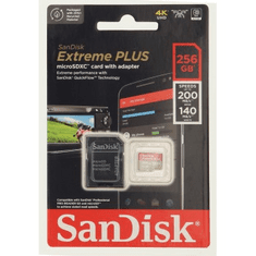 SanDisk Extreme PLUS microSDXC 256 GB + SD Adapter 200 MB/s and 140 MB/s A2 C10 V30 UHS-I U3