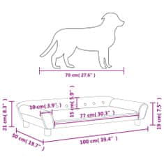 Vidaxl Posteľ pre psa bledosivá 100x50x21 cm zamat