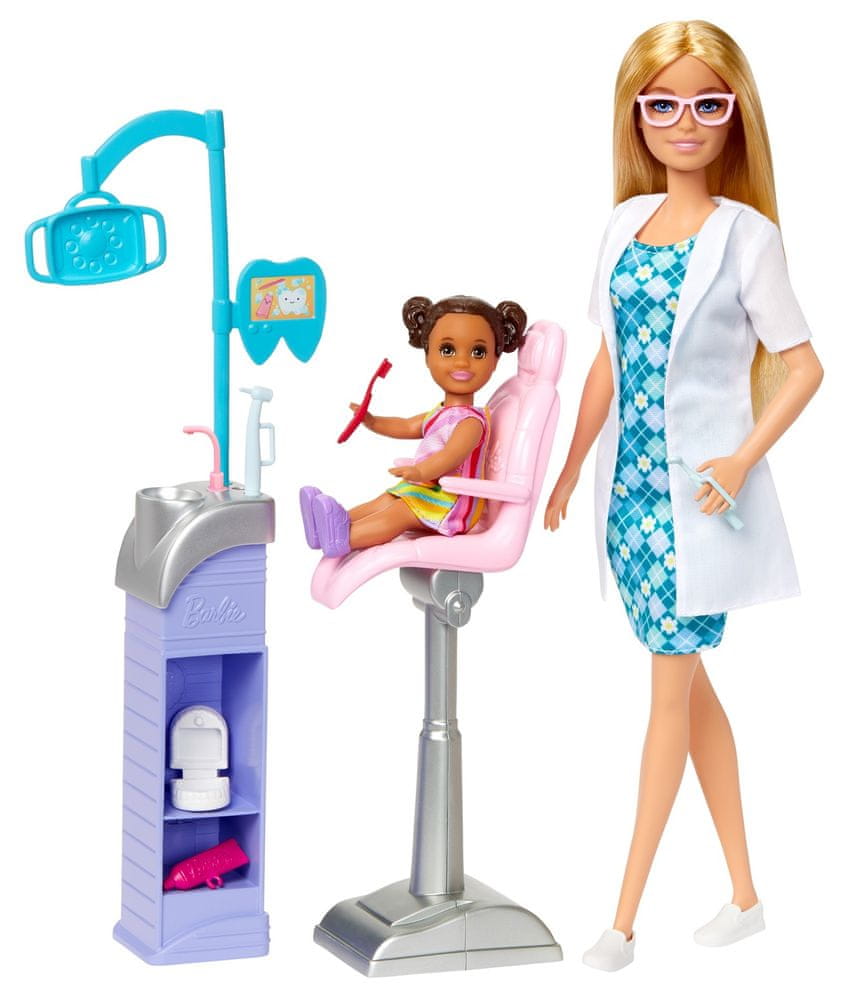 Mattel Barbie Povolanie herný set s bábikou - Zubárka blondínka DHB63