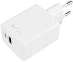 FIXED síťová nabíječka Mini s USB-C + USB-A, PD, 45W, biela