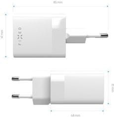 FIXED síťová nabíječka Mini s USB-C + USB-A, PD, 45W, biela