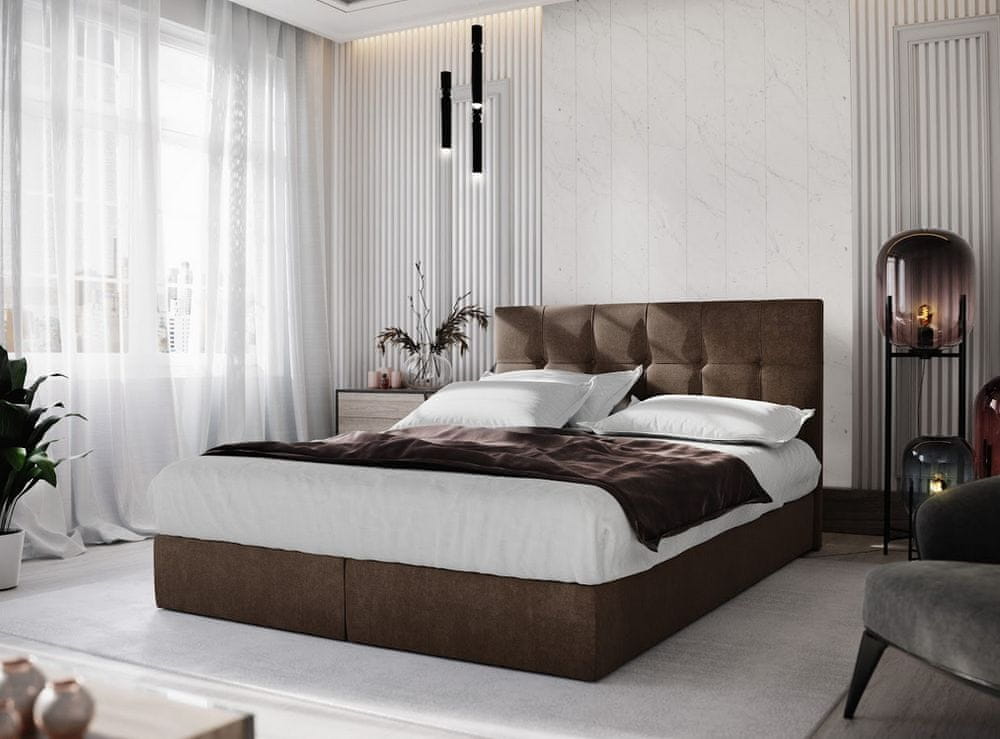 Veneti Boxspringová posteľ s úložným priestorom PURAM COMFORT - 140x200, hnedá