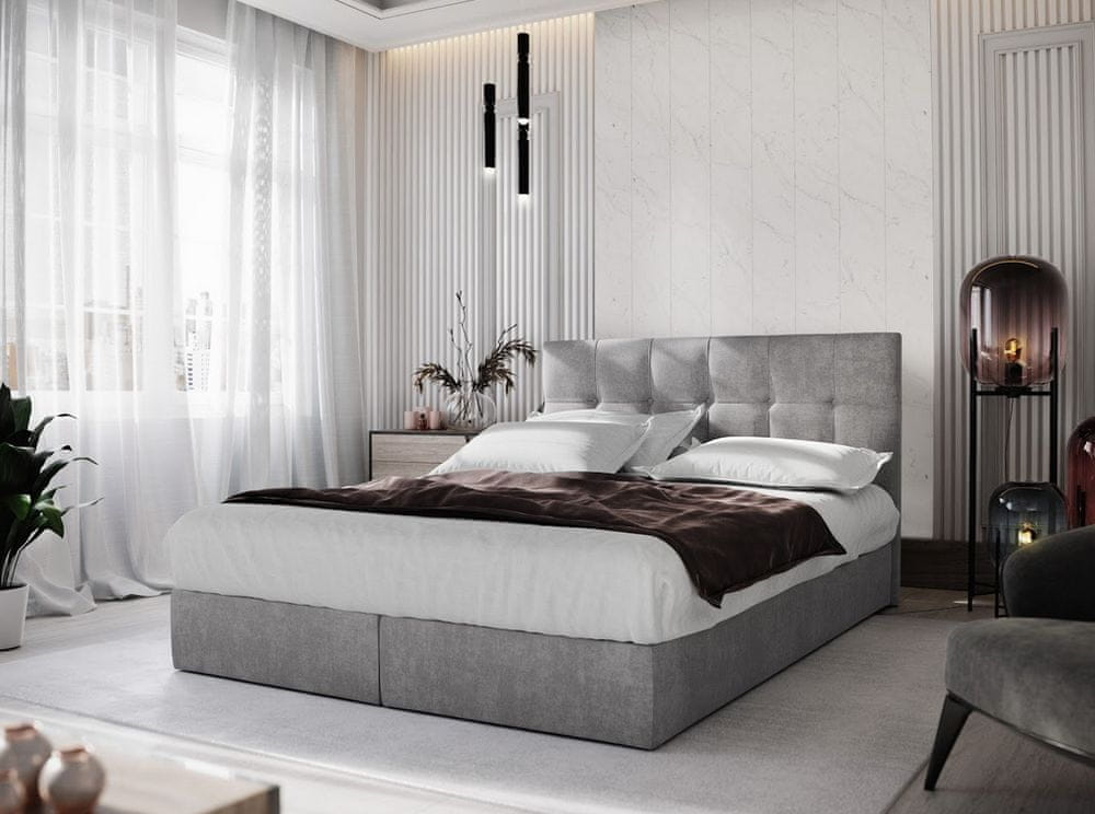 Veneti Boxspringová posteľ s úložným priestorom PURAM COMFORT - 180x200, šedá