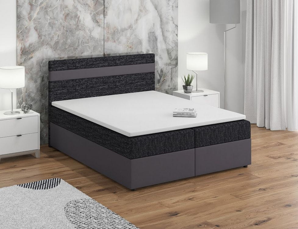 Veneti Boxspringová posteľ s úložným priestorom SISI COMFORT - 160x200, čierna / šedá