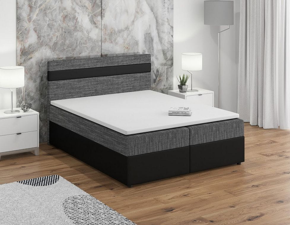 Veneti Boxspringová posteľ s úložným priestorom SISI COMFORT - 180x200, šedá / čierna