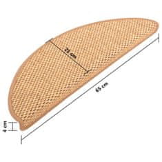 Vidaxl Nášľapy na schody vzhľad sisalu 15 ks 65x21x4 cm oranžové