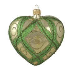 Decor By Glassor Vianočné srdce zeleno-zlaté