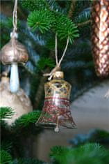 Decor By Glassor Vianočný zvonček, zlaté a hnedé čiary